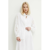 Pamucna košulja Sisley za žene, boja: bijela, relaxed, s klasicnim ovratnikom