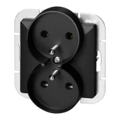 Dvostruka zidna uticnica 2x2P+E Pearl, 16A, 250V, PT-6 PR, crna