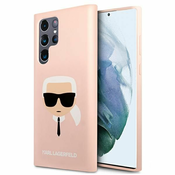Karl Lagerfeld zaščitni ovitek Silicone Karls Head Pink, Samsung Galaxy S22 Ultra