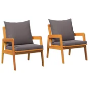 Vidaxl Vrtni Stol z blazino 2 Kos Olje naravno 65 x 59,5 x 72 cm