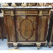 Casa Padrino baroque sideboard brown/gold/white - Handmade baroque style solid wood sideboard with marble top - Living room furniture in baroque style - Baroque furniture