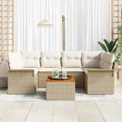 Sjedeća garnitura za vrt 7 kom. 6-Broj sjedala Bež i krema 234 x 132.5 x 69 cm