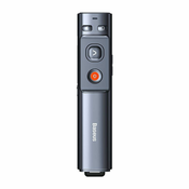 BASEUS Orange Dot večnamenski daljinski upravljalnik za predstavitve, z zelenim laserskim kazalcem, z možnostjo polnjenja (siv)