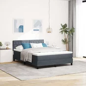 vidaXL Box Spring postelja z vzmetnico Temno siva 140x190 cm Žamet
