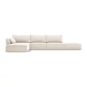 Bež žametna kotna sedežna garnitura (levi kot/z ležalnikom) Vanda – Mazzini Sofas