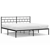 Vidaxl Kovinski posteljni okvir z vzglavjem črn 183x213 cm