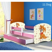 Djecji krevet ACMA s motivom, bocna roza + ladica 140x70 cm 11 Dog