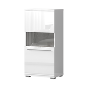JELA VITRINA V60-1KS/PN - kolekcija Piano - Bela lak/Kristalno Bela HG Lak - 60x123x40 cm