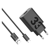 MOTOROLA TURBOPOWER punjac za mrežu s USB uticnicom 33W, brzi punjac + kabel Type-C, CRNI MOTOCHAR33W