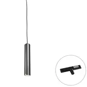 Dizajnerska viseča svetilka črna vklj. adapter za tirnico 1-fazna - Slimline Tuba Small