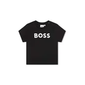Otroška bombažna kratka majica BOSS črna barva