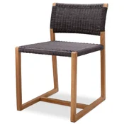 Casa Padrino Luxury Teak Dining Chair Natural/Black 48 x 58 x H. 78.5 cm - Garden Chair - Patio Chair - Garden Furniture - Dining Room Furniture - Luxury Teak Furniture