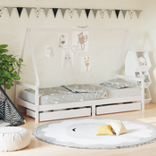vidaXL Okvir za djecji krevet s ladicama bijeli 80x200 cm od borovine