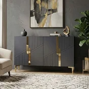 Hanah Home komoda Evva 120, 120 cm, antracit / zlatna