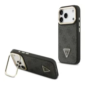 Maska Guess 4G PU Triangle Logo & Stand Camera Magsafe za iPhone 17 Pro/ 18 Pro crna