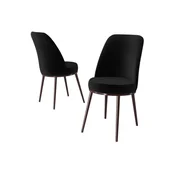 Hanah Home set trpezarijskih stolica Jaxe 2 kom, crna tkanina Babyface, braon metalne noge