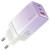 USAMS Omrežni polnilnik USAMS 2xUSB-C+1xUSB 65W (samo glava) GaN PD3.0 +QC3.0 hitro polnjenje vijolična/gradientno vijolična Sandru serija CC180TC03 (US-CC180)