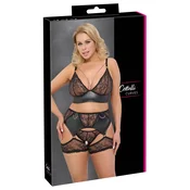 Cottelli Curves Bra Set 3-Piece 2XL Black with Lace and Chains OCV048B