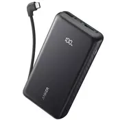 Zolo Power Bank 20000mAh, 22.5W, Ugrađeni USB-C kablom, Crni