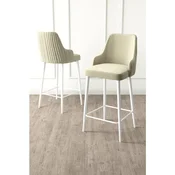Hanah Home set od 4 barskih stolica Tera, krem tkanina Babyface, bele metalne noge