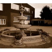Casa Padrino baroque garden decoration fountain gray A� 545 x H. 280 cm - Magnificent baroque garden fountain - Stone fountain with border - Baroque garden & terrace decoration accessories
