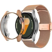GS Zapestnica + ovitek z zaščitnim ovitko za Samsung Galaxy Watch 7 40mm, roza zlata