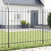 Vrtna Ograda 3 pcs Siva 5,1 x 1,5 m Čelik s prahom