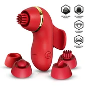 SuperLove SuperClit Vibrating Stimulator with Multifunction Caps Red