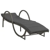 Vidaxl Ležalnik z blazino siv 60x199x42 cm poli ratan