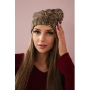 marka niezdefiniowana Cap with fleece Roksana K209 cappuccino + light khaki