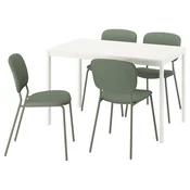 VIHALS / VIHALS Sto i 4 stolice, bela/zelena Tibbleby sivozelena, 120/180x74 cm