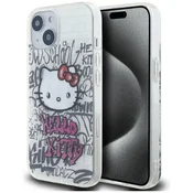 HELLO KITTY Ovitek za iPhone 15 Hello Kitty - Kitty na brickih - grafitni - bel