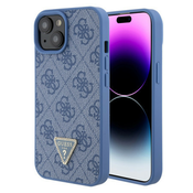 Gues maska za iPhone 15 plus leather 4G triangle strass blue ( GUHCP15MP4TDPB )