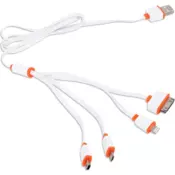 Omega OMEGA HYDRA 4-v-1 MICRO USB + MINI USB + IPHONE4 + LIGHTNING USB KABEL BELA IN ORANŽNA [42813]