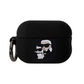 KARL LAGERFELD 3D LOGO NFT KARL AND CHOUPETTE silikonska futrola s karabinerom CRNA Apple AirPods Pro 2 KLAP2RUNKC