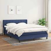 Greatstore Box spring postelja z vzmetnico modra 140x190 cm blago