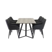 Venture Design Jedilna miza in komplet jedilnih stolov 180x90x75 cm siva črna