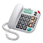 MaxCom KXT480 žični namizni telefon z velikimi tipkami in LCD zaslonom – bela