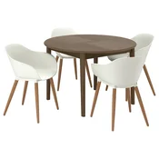 SKANSNÄS/GRÖNSTA Miza in 4 stoli, z naslonom za roke rjava/bela, 115/170 cm