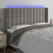 Vidaxl vidaXL Vzglavje postelje z LED svetlo sivo 183x16x118/128 cm žamet