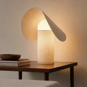 Lucande LED namizna svetilka Tamani, bež, 43 cm, dim to warm - Dnevna soba/jedilnica - Dizajn - bež, bela - Tkanine/tekstil