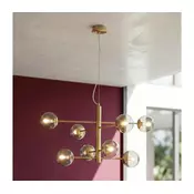 Ondaluce - Luster na sajli ELISEO 8xE14/10W/230V precnik 97 cm zlatna/dimljena bež