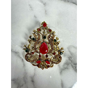 Brooch XZ459-191 gold + red