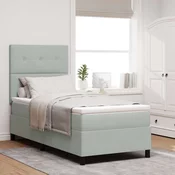 vidaXL vidaXL Box Spring Postelja z Mattresom Svetlo Siva 100x200 cm Žamet, (22051302)