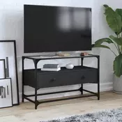 TV ormaric sa staklenom površinom crni 80x35x51 cm drveni