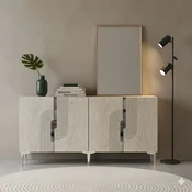 HANAH HOME Konzola Meyra 150 White Travertine Silver