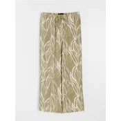 Sinsay - Viskozne wide leg pantalone sa biljnim motivom - tamno zelena