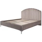Casa Padrino luxury Art Deco double bed khaki/silver 195 x 218 x H. 130 cm - Solid wood bed with fine velvet fabric - Luxury Bedroom furniture - Hotel furniture - Art Deco furniture