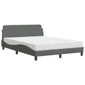 Vidaxl Postelja z vzmetnico Dover temno siva 140x200 cm blago