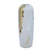 Homestar Vaza TITAN STONE D14xV38 cm, bela z zlatim odtenkom reke